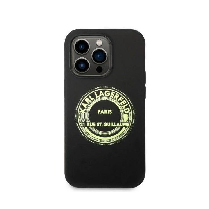 Karl Lagerfeld“ silikoninis RSG dėklas iPhone 14 Pro“ – juodas