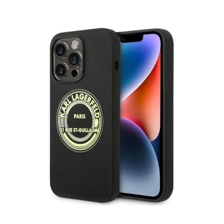 Karl Lagerfeld“ silikoninis RSG dėklas iPhone 14 Pro“ – juodas