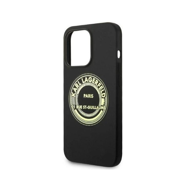 Karl Lagerfeld“ silikoninis RSG dėklas iPhone 14 Pro“ – juodas