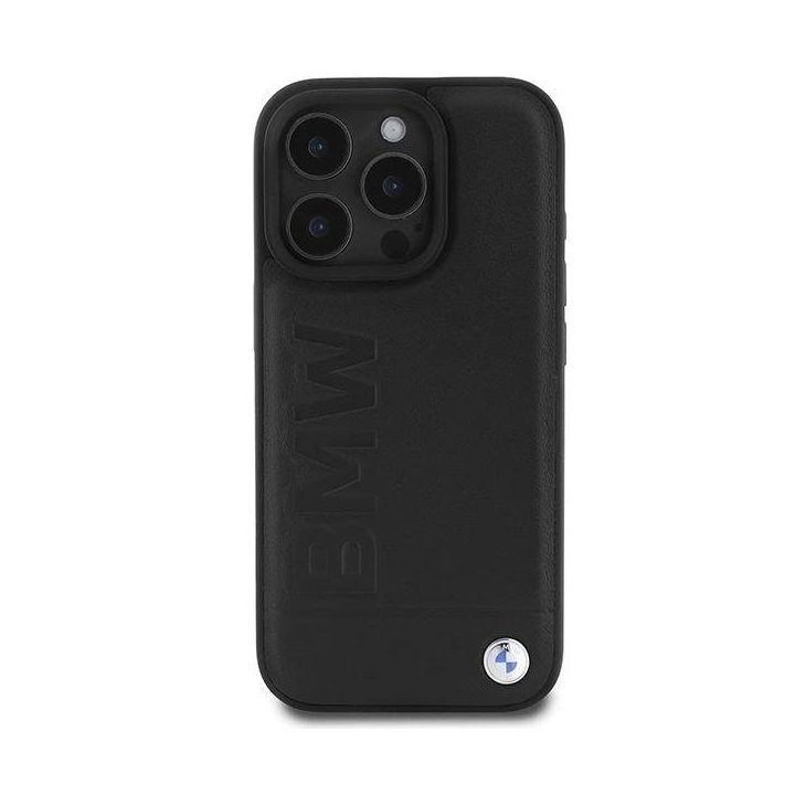 BMW karštai štampuotas odinis dėklas iPhone 16 Pro Max“ – juodas