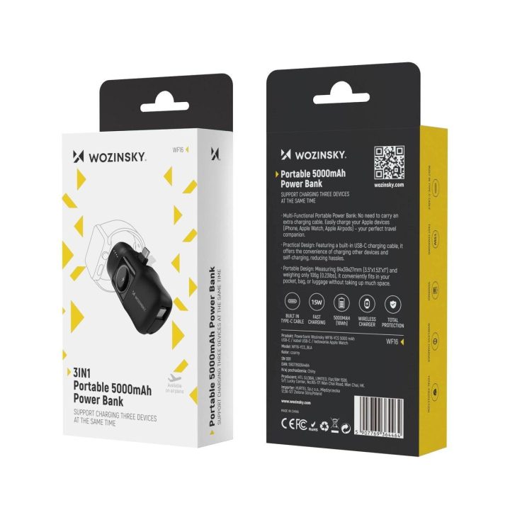 Mini Powerbank“ WF16 C laidu ir įkrovikliu Apple Watch“ – juodas