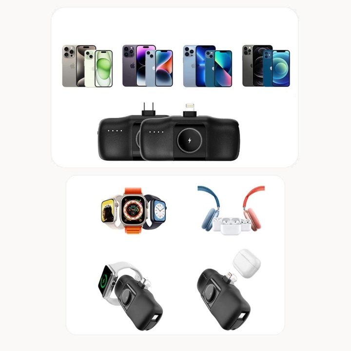 Mini Powerbank“ WF16 C laidu ir įkrovikliu Apple Watch“ – juodas
