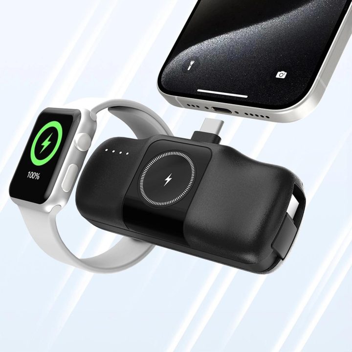 Mini Powerbank“ WF16 C laidu ir įkrovikliu Apple Watch“ – juodas