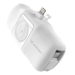 Mini powerbank'as WF16 C laidu ir Apple Watch įkrovikliu - baltas
