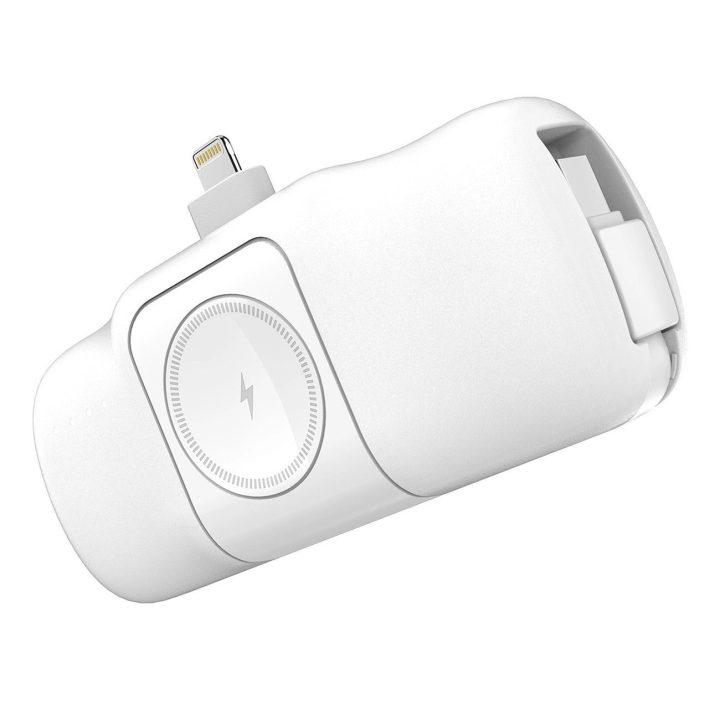 Mini powerbank'as WF16 C laidu ir Apple Watch įkrovikliu - baltas