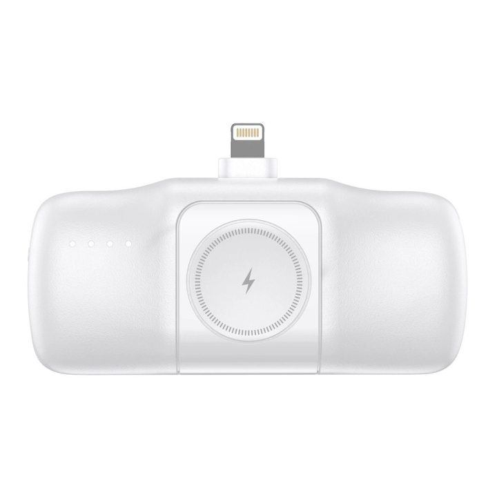 Mini powerbank'as WF16 C laidu ir Apple Watch įkrovikliu - baltas