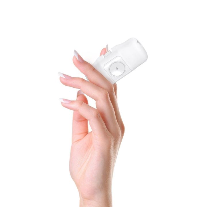 Mini powerbank'as WF16 C laidu ir Apple Watch įkrovikliu - baltas