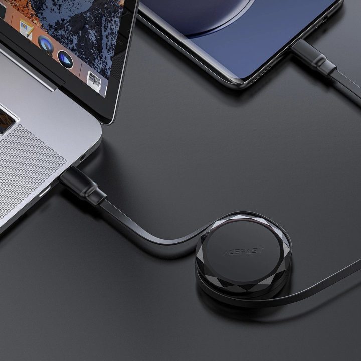 USB C įtraukiamas 60 W laidas – juodas