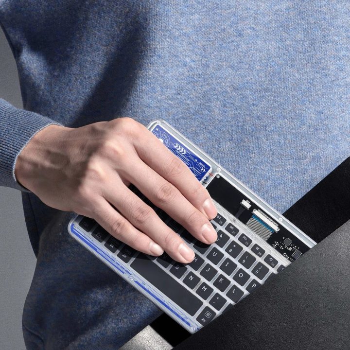 klaviatūra (CK serija) belaidė, skirta nešiojamam kompiuteriui / planšetiniam kompiuteriui / telefonui – skaidri
