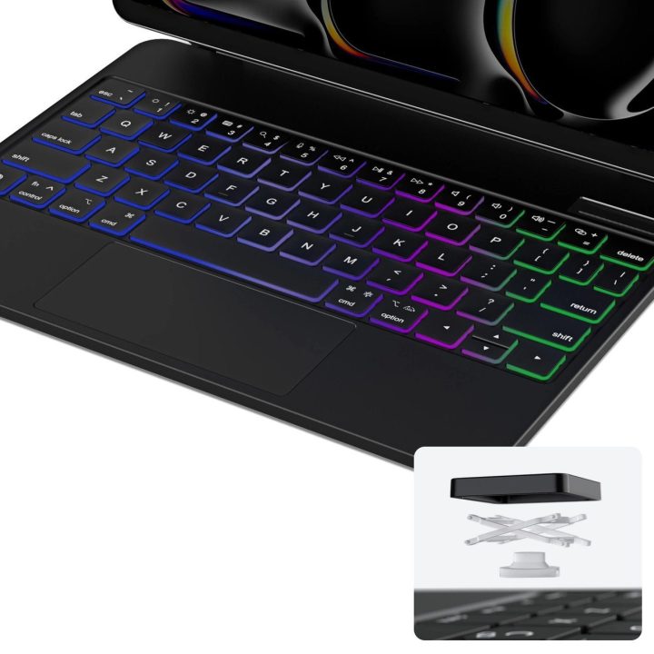klaviatūros (MK serija) dėklas su Bluetooth“ klaviatūra iPad Pro 11“ 2024 m. - juodos spalvos