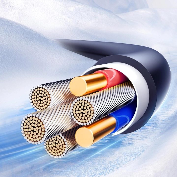 30W USB-C – Lightning spiralinis kabelis 1,5 m – juodas