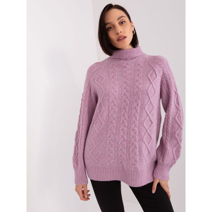 Šviesiai violetinio atspalvio megztinis