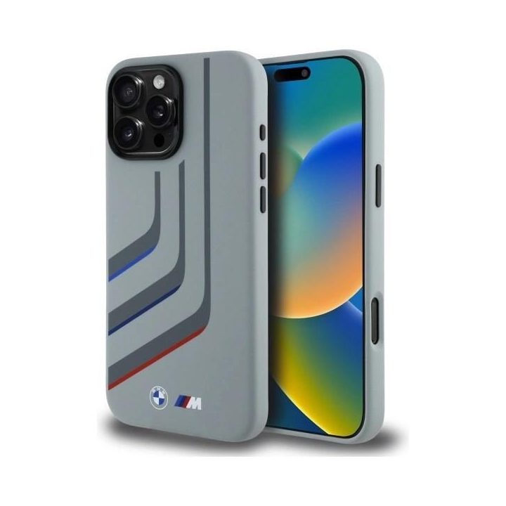Telefono dėklas BMW silikoninis MagSafe dėklas iPhone 16 Pro Max“ – pilkos spalvos
