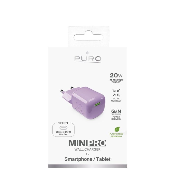 20 W GaN USB-C sieninis įkroviklis – rožinis