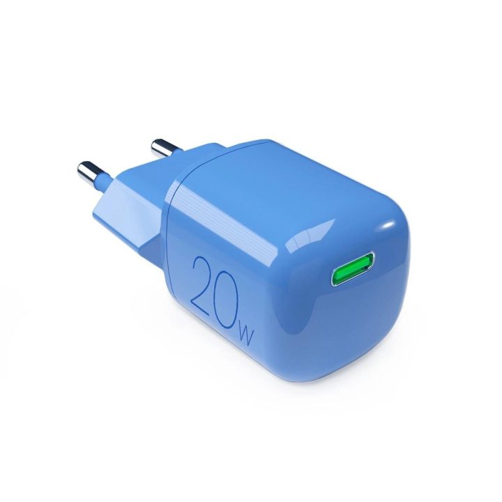 20 W GaN USB-C sieninis įkroviklis – mėlynas