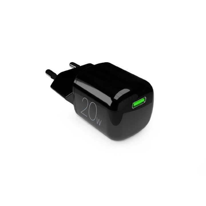 20W GaN USB-C sieninis įkroviklis – juodas