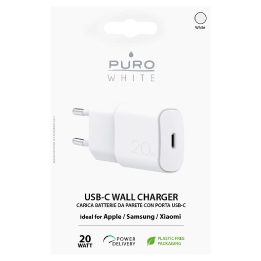 20 W galios USB-C sieninis įkroviklis – baltas