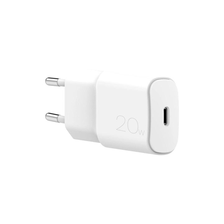 20 W galios USB-C sieninis įkroviklis – baltas