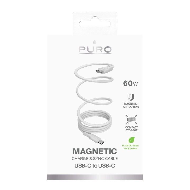 USB C 60 W USB 3.2 (20 Gbps) 1 m magnetinis kabelis – baltas