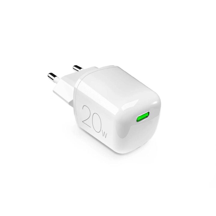 20W GaN USB-C sieninis įkroviklis – baltas