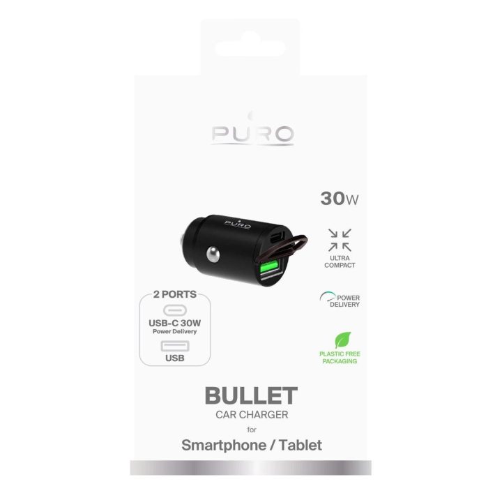 30W Power Delivery USB A automobilinis įkroviklis – juodas