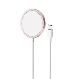 Magnetinė belaidžio įkrovimo stotelė USB-C, suderinama su MagSafe, 1 m, rožinė