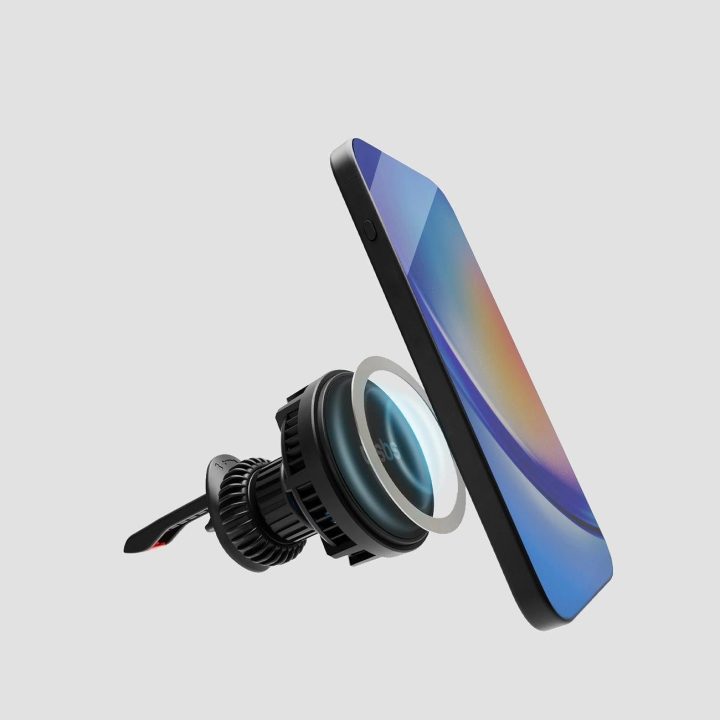 15W 15 W išmanusis telefono laikiklis su indukciniu įkrovikliu oro angai su aušintuvu - juodas