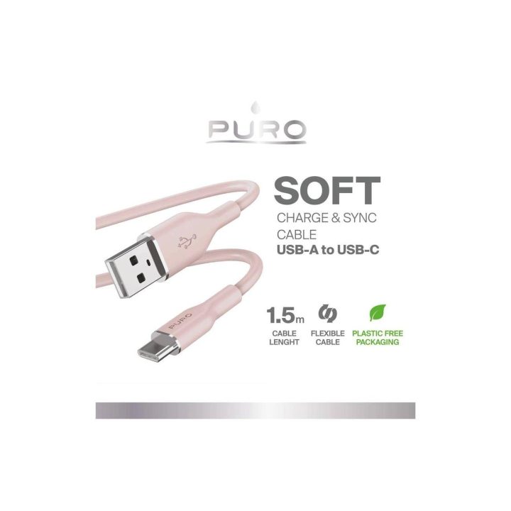 USB C Kabelis 1,5m - Rožinis