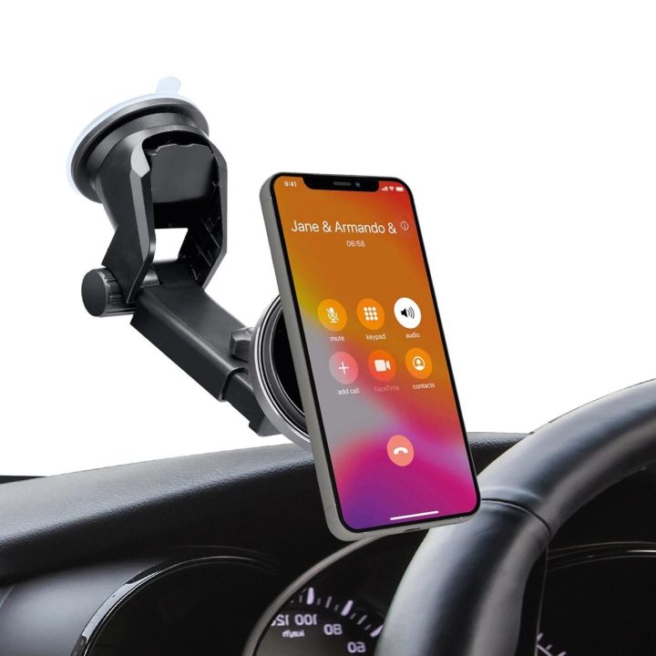 5W teleskopinis išmaniųjų telefonų laikiklis su belaidžiu įkrovikliu, suderinamu su MagSafe“ automobilio prietaisų skydeliui ar