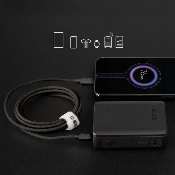 Tekstilinė USB C jungtimi, 1,5 m, 60 W, juoda