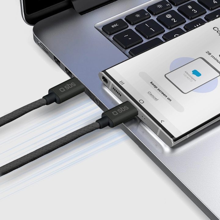 Tekstilinė USB C jungtimi, 1,5 m, 60 W, juoda
