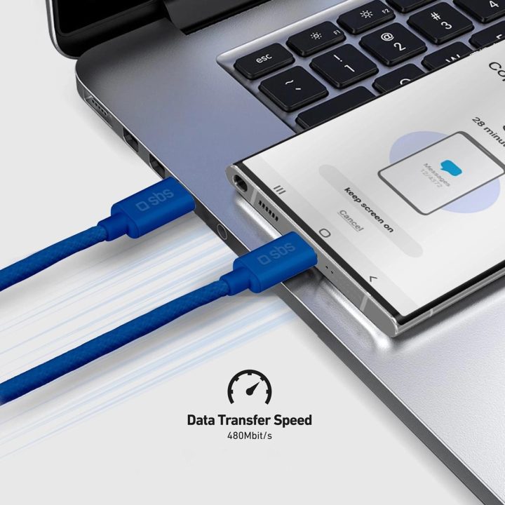 Audinio laidas su USB C 1,5 m 60 W Mėlynas