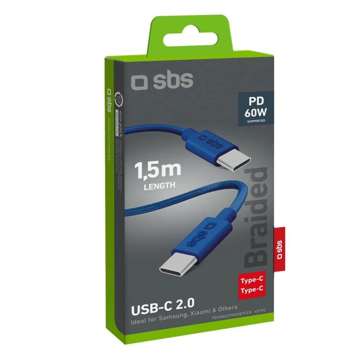 Audinio laidas su USB C 1,5 m 60 W Mėlynas