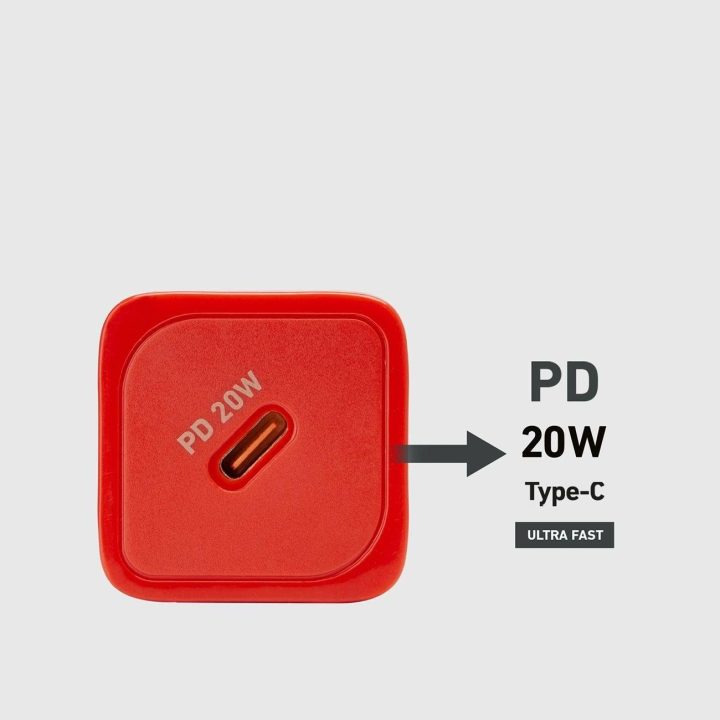 20W GaN akumuliatoriaus įkroviklis – Ypač greitas įkrovimas naudojant Power Delivery Red“
