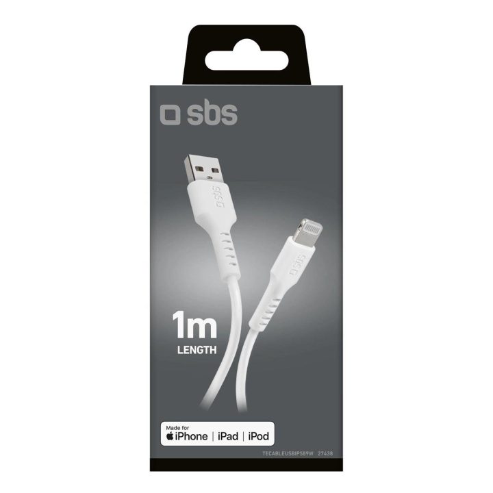 USB - Lightning laidas duomenų perdavimui ir įkrovimui Baltas