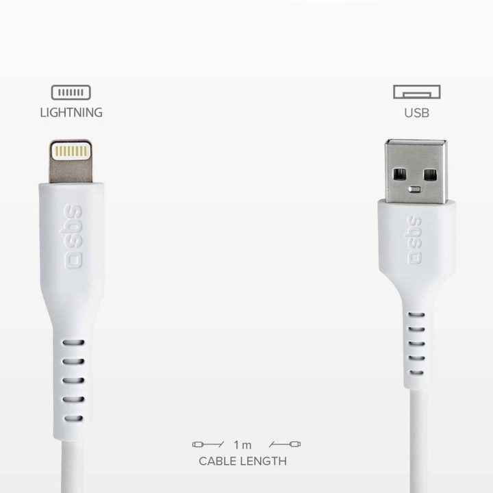 USB - Lightning laidas duomenų perdavimui ir įkrovimui Baltas