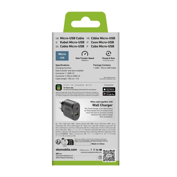 Duomenų kabelis USB 2.0 – Mikro USB, juodas