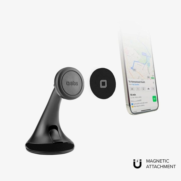 Automobilinis magnetinis laikiklis su Wide Line siurbimo taurele, juodas