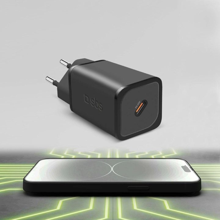 65 W GaN įkroviklis su Power Delivery“ technologija, juodos spalvos