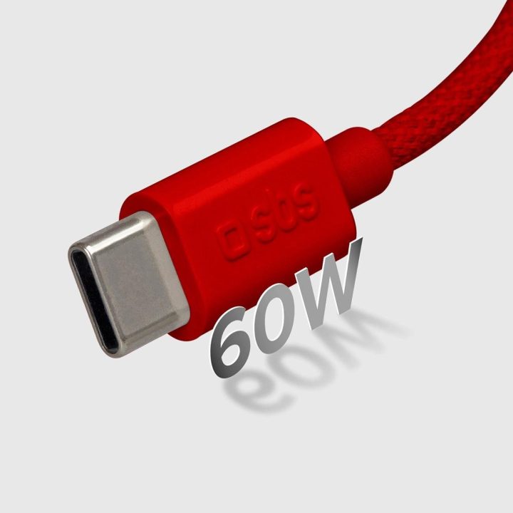 USB C audinio laidas su kabelio spaustuku, 1,5 m raudonos spalvos