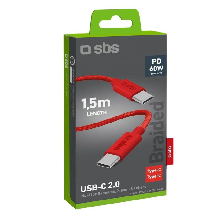 USB C audinio laidas su kabelio spaustuku, 1,5 m raudonos spalvos