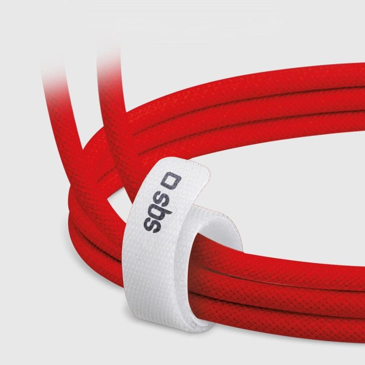 USB C audinio laidas su kabelio spaustuku, 1,5 m raudonos spalvos