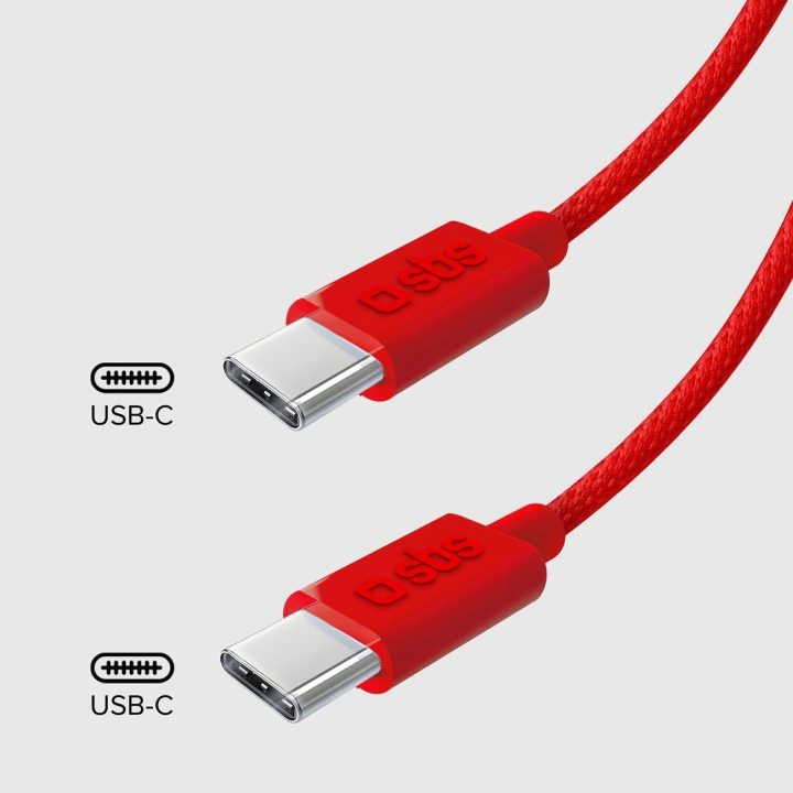 USB C audinio laidas su kabelio spaustuku, 1,5 m raudonos spalvos