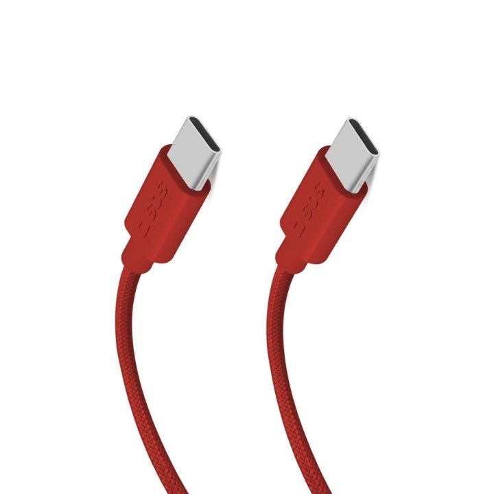 USB C audinio laidas su kabelio spaustuku, 1,5 m raudonos spalvos