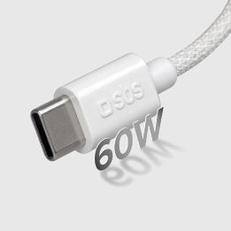 Tekstilinis laidas su USB C 1,5 m 60 W pilka