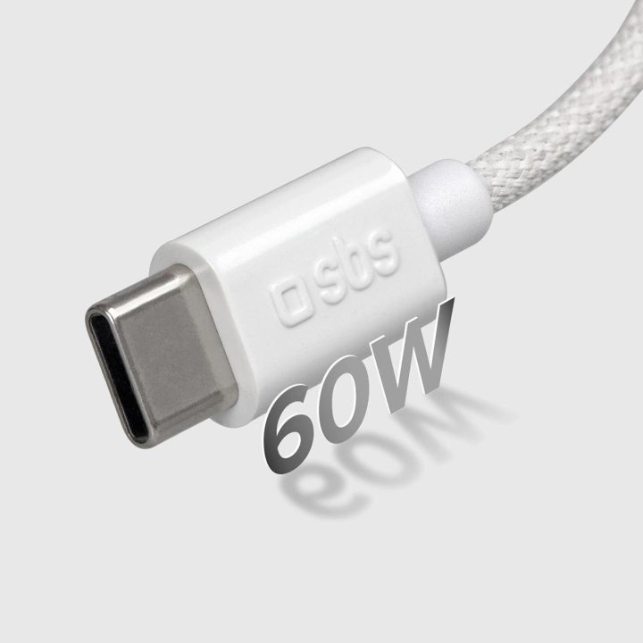 Tekstilinis laidas su USB C 1,5 m 60 W pilka