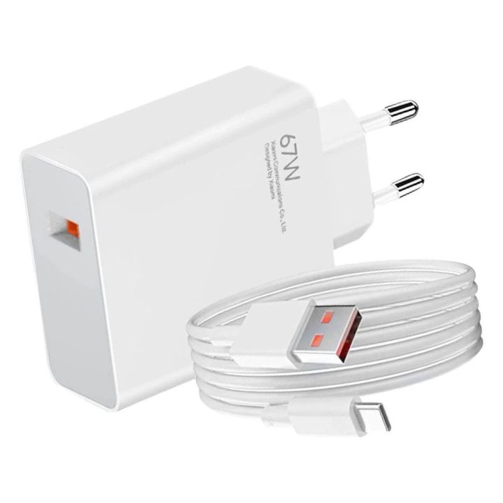 tinklo įkroviklis 67W 6,2A USB C laidu - balta