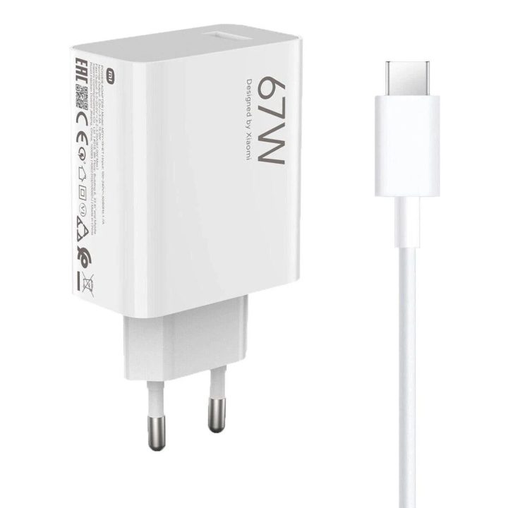 tinklo įkroviklis 67W 6,2A USB C laidu - balta