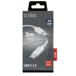 Austa laidas su integruotu USB C tipo, 2m, 60W, pilka spalva