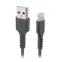 USB - Lightning laidas, skirtas duomenų perdavimui ir įkrovimui. Juodos spalvos.